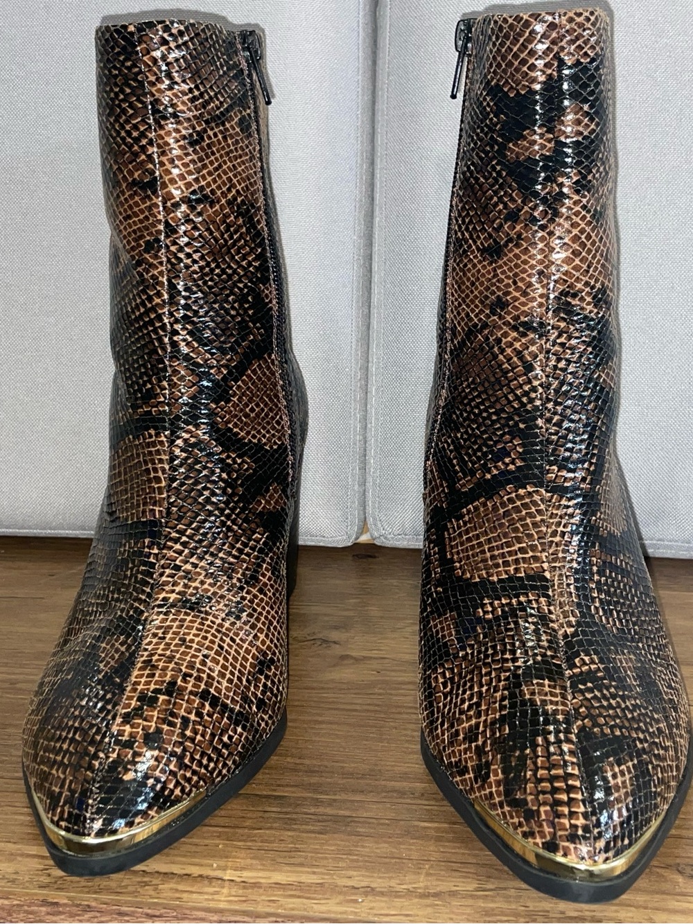 ASOS Snake Skin Print Chelsea Zip Boot w/ Gold Toe Accent